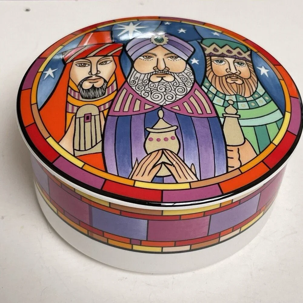 Mikasa Ultra Ceram Ceramic Round Trinket Box Dan Scannell Three Wise Men Japan